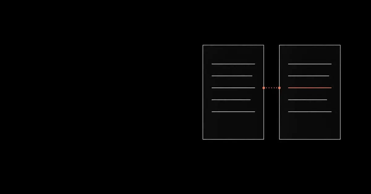 Two instruction sheets aligned for comparison, with one changed line marked in coral