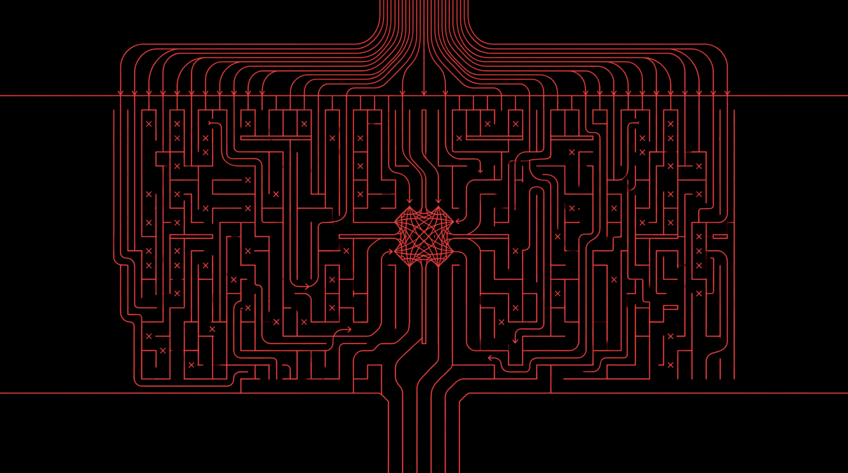 AI guardrails protecting a language model — a visual metaphor for runtime safety layers surrounding neural inference